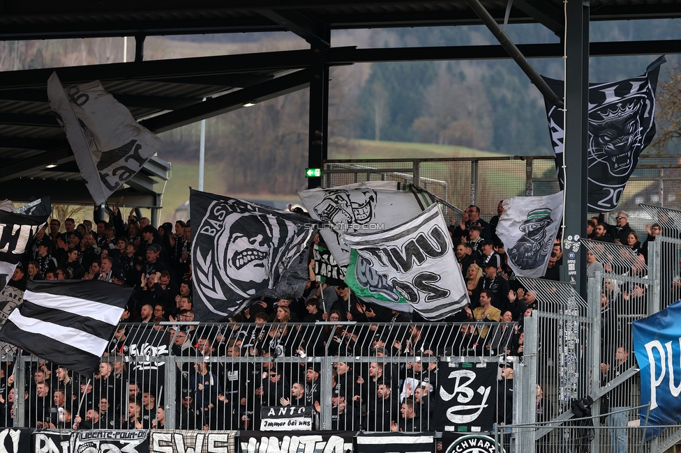 Wolfsberg - Sturm Graz
Oesterreichische Fussball Bundesliga, 21. Runde, Wolfsberger AC - SK Sturm Graz, Lavanttal Arena Wolfsberg, 01.03.2026. 

Foto zeigt Fans von Sturm
