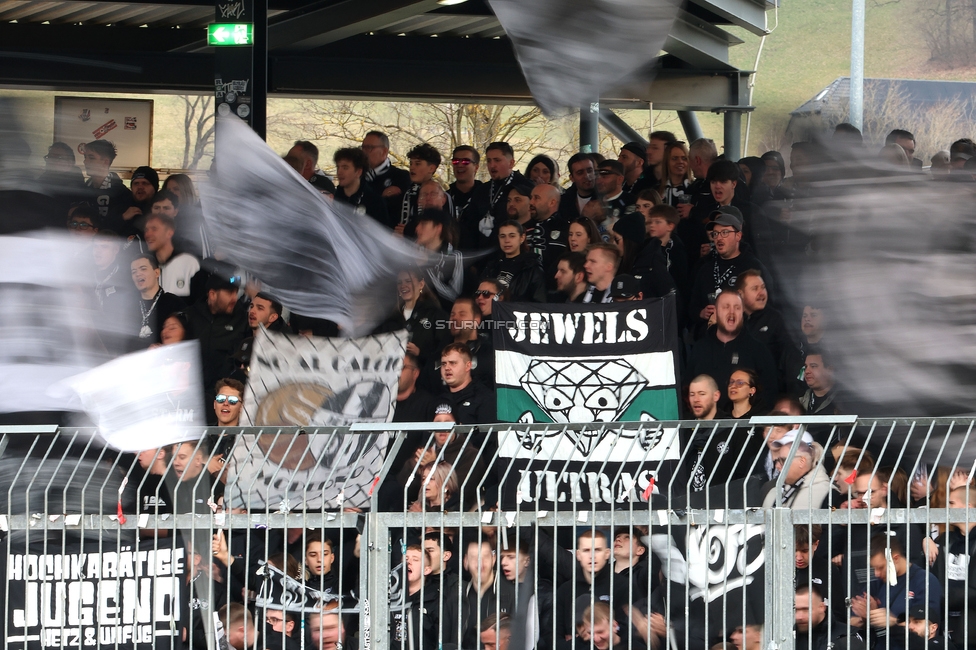 Wolfsberg - Sturm Graz
Oesterreichische Fussball Bundesliga, 21. Runde, Wolfsberger AC - SK Sturm Graz, Lavanttal Arena Wolfsberg, 01.03.2026. 

Foto zeigt Fans von Sturm
