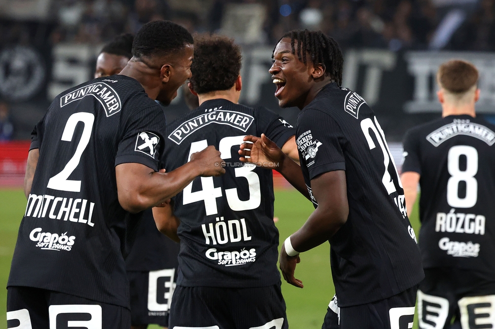 Sturm Graz - Altach
Oesterreichische Fussball Bundesliga, 22. Runde, SK Sturm Graz - SCR Altach, Stadion Liebenau Graz, 08.03.2026. Foto zeigt Jeyland Mitchell (Sturm) und Seedy Jatta (Sturm)
