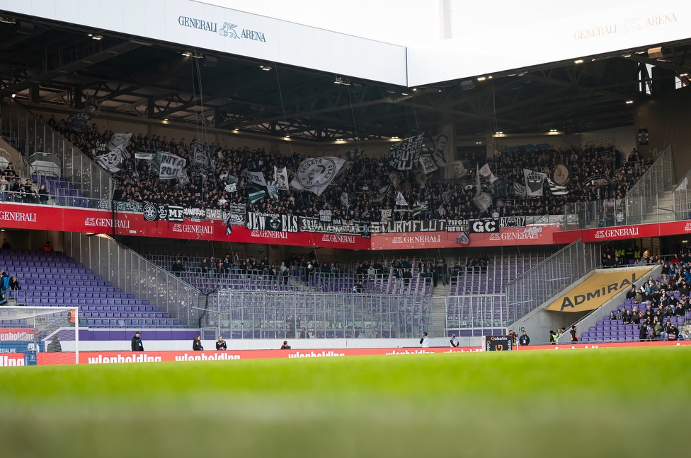 Austria Wien - Sturm Graz
Oesterreichische Fussball Bundesliga, 23. Runde, FK Austria Wien - SK Sturm Graz, Franz Horr Stadion Wien, 15.03.2026.Foto zeigt Fans von Sturm
