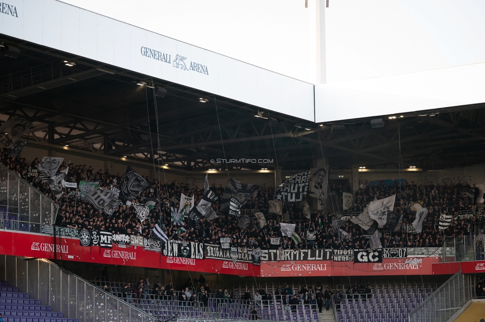 Austria Wien - Sturm Graz
Oesterreichische Fussball Bundesliga, 23. Runde, FK Austria Wien - SK Sturm Graz, Franz Horr Stadion Wien, 15.03.2026.

Foto zeigt Fans von Sturm
