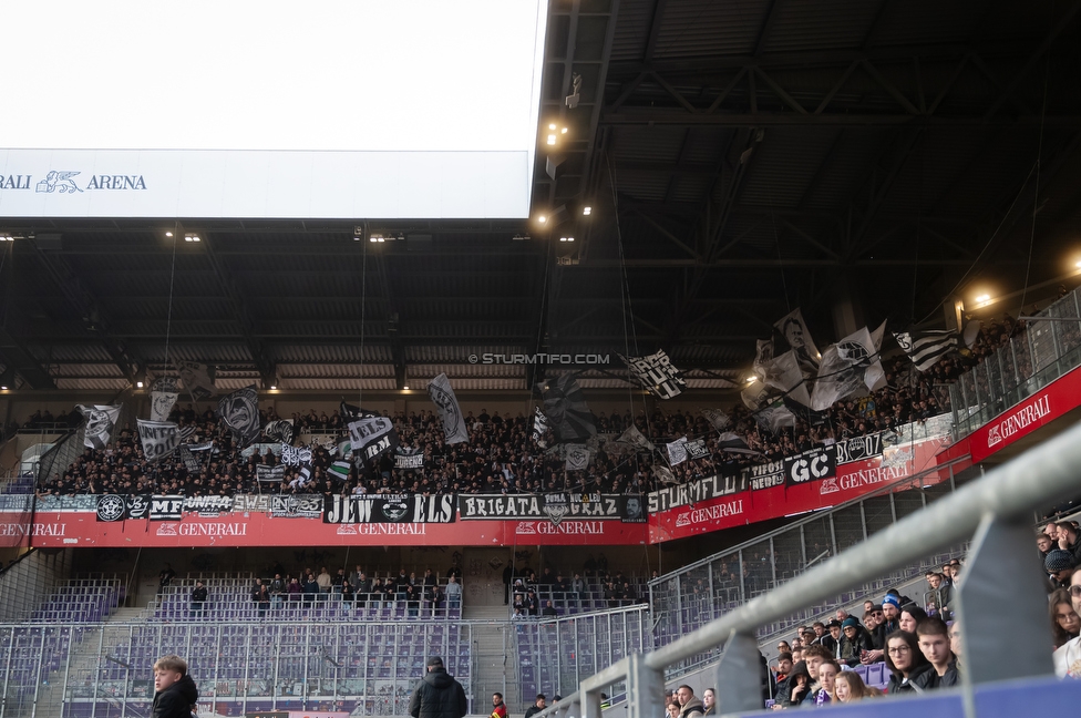Austria Wien - Sturm Graz
Oesterreichische Fussball Bundesliga, 23. Runde, FK Austria Wien - SK Sturm Graz, Franz Horr Stadion Wien, 15.03.2026.

Foto zeigt Fans von Sturm
