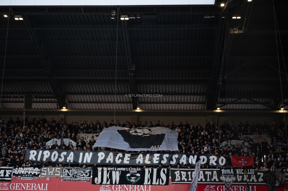 Austria Wien - Sturm Graz
Oesterreichische Fussball Bundesliga, 23. Runde, FK Austria Wien - SK Sturm Graz, Franz Horr Stadion Wien, 15.03.2026.

Foto zeigt Fans von Sturm mit einem Spruchband
Schlüsselwörter: pisa