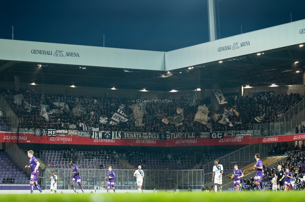 Austria Wien - Sturm Graz
Oesterreichische Fussball Bundesliga, 23. Runde, FK Austria Wien - SK Sturm Graz, Franz Horr Stadion Wien, 15.03.2026.Foto zeigt Fans von Sturm
