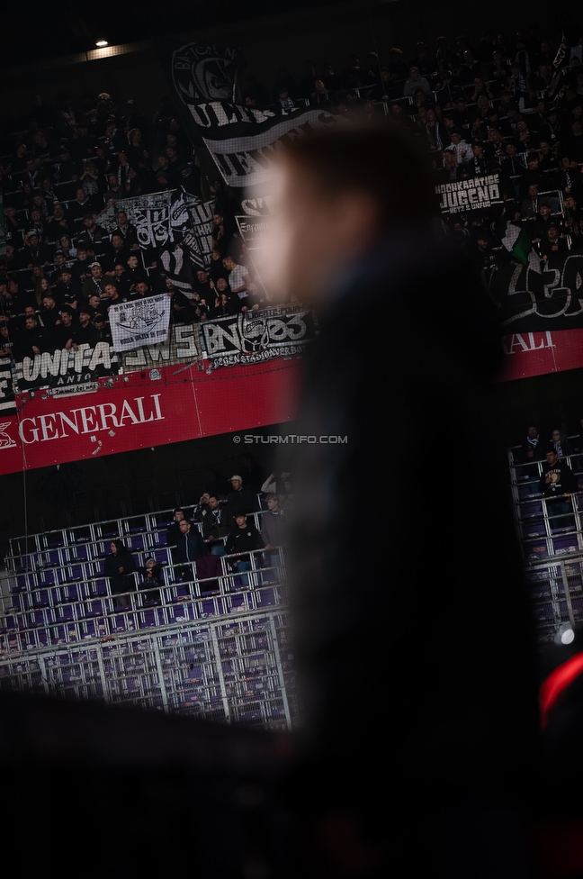 Austria Wien - Sturm Graz
Oesterreichische Fussball Bundesliga, 23. Runde, FK Austria Wien - SK Sturm Graz, Franz Horr Stadion Wien, 15.03.2026.Foto zeigt Fans von Sturm
