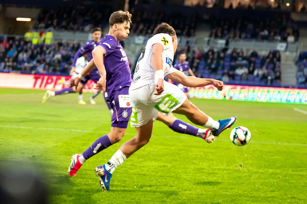 Austria Wien - Sturm Graz
Oesterreichische Fussball Bundesliga, 23. Runde, FK Austria Wien - SK Sturm Graz, Franz Horr Stadion Wien, 15.03.2026.

Foto zeigt Jacob Peter Hoedl (Sturm)
