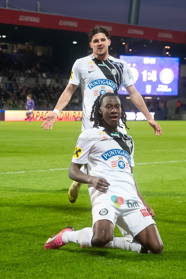 Austria Wien - Sturm Graz
Oesterreichische Fussball Bundesliga, 23. Runde, FK Austria Wien - SK Sturm Graz, Franz Horr Stadion Wien, 15.03.2026.Foto zeigt Ryan Fosso Ymefack (Sturm)
Schlüsselwörter: torjubel