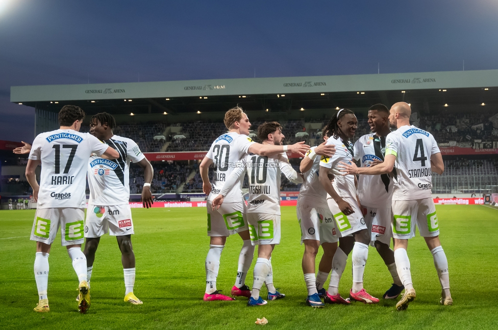 Austria Wien - Sturm Graz
Oesterreichische Fussball Bundesliga, 23. Runde, FK Austria Wien - SK Sturm Graz, Franz Horr Stadion Wien, 15.03.2026.Foto zeigt die Mannschaft von Sturm
Schlüsselwörter: torjubel