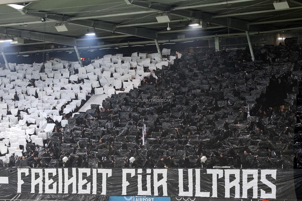 Sturm Graz - RB Salzburg
Oesterreichische Fussball Bundesliga, 24. Runde, SK Sturm Graz - FC RB Salzburg, Stadion Graz-Liebenau, 20.03.2026. Foto zeigt Fans von Sturm mit einer Choreografie
Schlüsselwörter: pyrotechnik