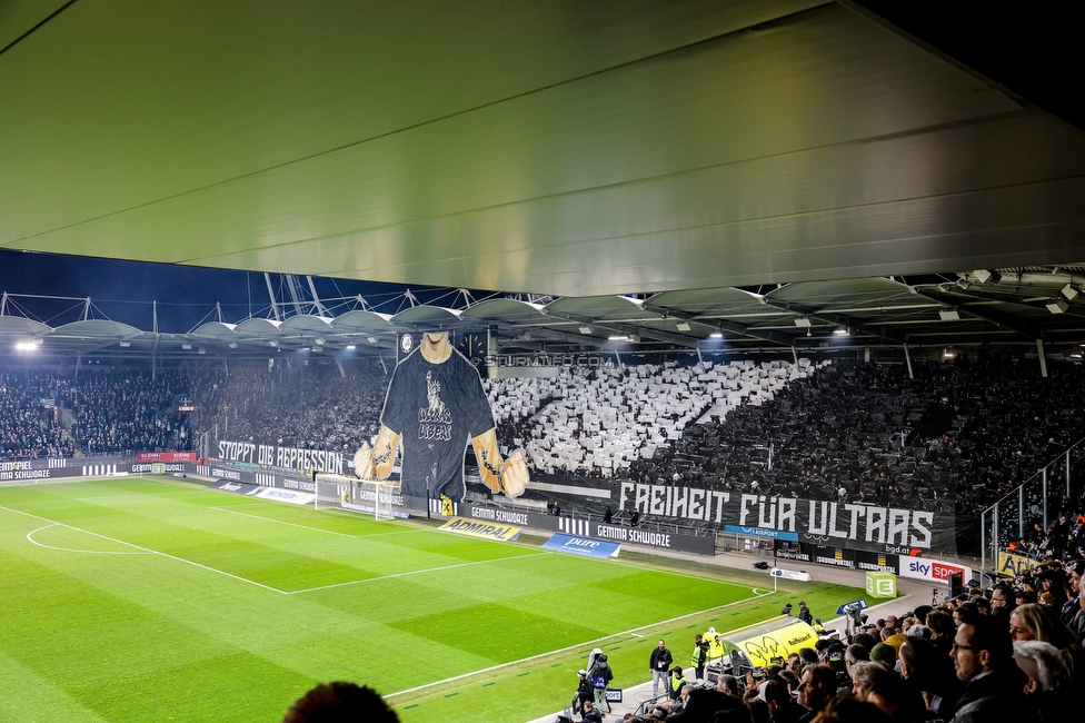 Sturm Graz - RB Salzburg
Oesterreichische Fussball Bundesliga, 24. Runde, SK Sturm Graz - FC RB Salzburg, Stadion Graz-Liebenau, 20.03.2026. Foto zeigt Fans von Sturm mit einer Choreografie
Schlüsselwörter: pyrotechnik