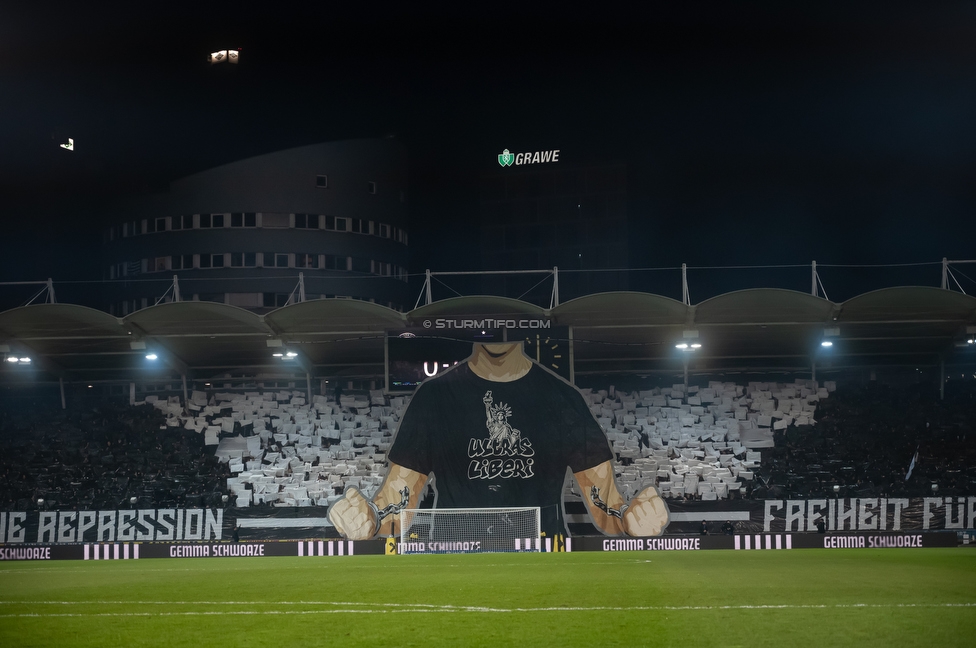 Sturm Graz - RB Salzburg
Oesterreichische Fussball Bundesliga, 24. Runde, SK Sturm Graz - FC RB Salzburg, Stadion Graz-Liebenau, 20.03.2026. Foto zeigt Fans von Sturm mit einer Choreografie
Schlüsselwörter: pyrotechnik