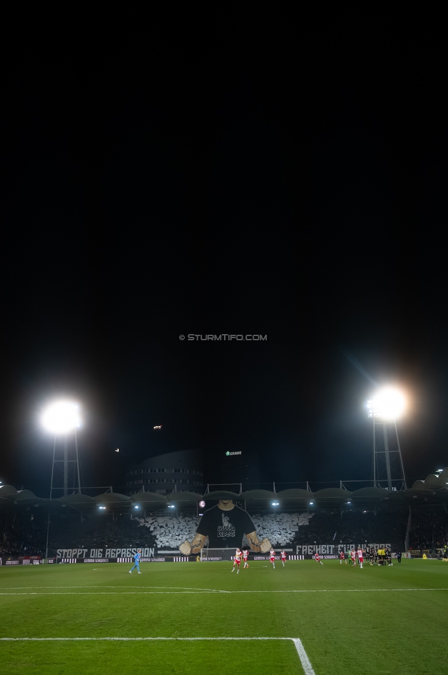 Sturm Graz - RB Salzburg
Oesterreichische Fussball Bundesliga, 24. Runde, SK Sturm Graz - FC RB Salzburg, Stadion Graz-Liebenau, 20.03.2026. Foto zeigt Fans von Sturm mit einer Choreografie
Schlüsselwörter: pyrotechnik