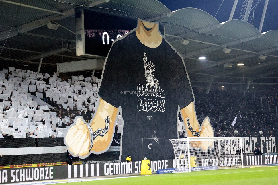 Sturm Graz - RB Salzburg
Oesterreichische Fussball Bundesliga, 24. Runde, SK Sturm Graz - FC RB Salzburg, Stadion Graz-Liebenau, 20.03.2026. Foto zeigt Fans von Sturm mit einer Choreografie
Schlüsselwörter: pyrotechnik