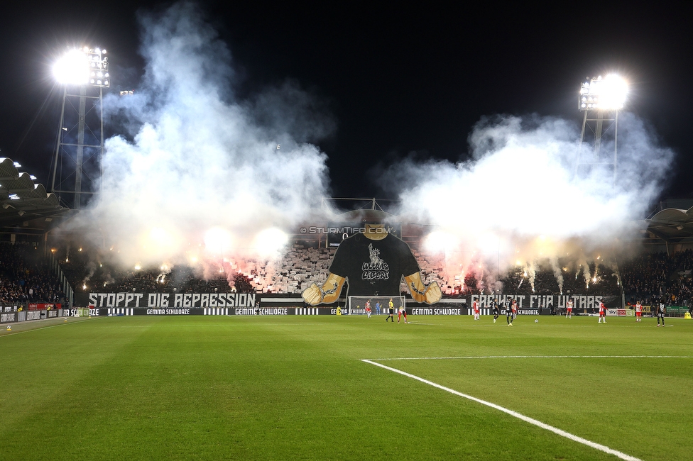 Sturm Graz - RB Salzburg
Oesterreichische Fussball Bundesliga, 24. Runde, SK Sturm Graz - FC RB Salzburg, Stadion Graz-Liebenau, 20.03.2026. Foto zeigt Fans von Sturm mit einer Choreografie
