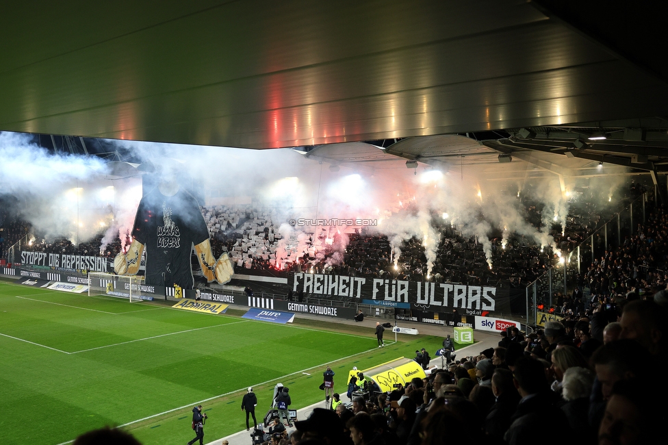 Sturm Graz - RB Salzburg
Oesterreichische Fussball Bundesliga, 24. Runde, SK Sturm Graz - FC RB Salzburg, Stadion Graz-Liebenau, 20.03.2026. Foto zeigt Fans von Sturm mit einer Choreografie
Schlüsselwörter: pyrotechnik