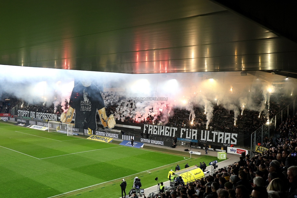 Sturm Graz - RB Salzburg
Oesterreichische Fussball Bundesliga, 24. Runde, SK Sturm Graz - FC RB Salzburg, Stadion Graz-Liebenau, 20.03.2026. Foto zeigt Fans von Sturm mit einer Choreografie
Schlüsselwörter: pyrotechnik