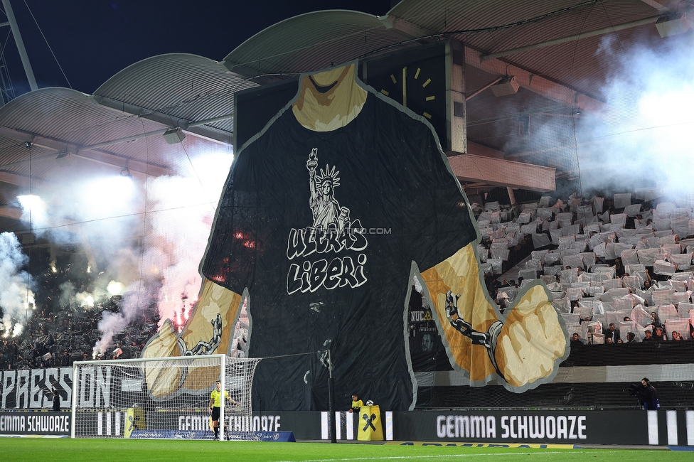 Sturm Graz - RB Salzburg
Oesterreichische Fussball Bundesliga, 24. Runde, SK Sturm Graz - FC RB Salzburg, Stadion Graz-Liebenau, 20.03.2026. Foto zeigt Fans von Sturm mit einer Choreografie
Schlüsselwörter: pyrotechnik