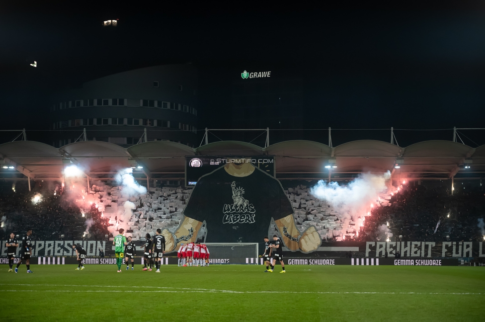 Sturm Graz - RB Salzburg
Oesterreichische Fussball Bundesliga, 24. Runde, SK Sturm Graz - FC RB Salzburg, Stadion Graz-Liebenau, 20.03.2026. Foto zeigt Fans von Sturm mit einer Choreografie
Schlüsselwörter: pyrotechnik