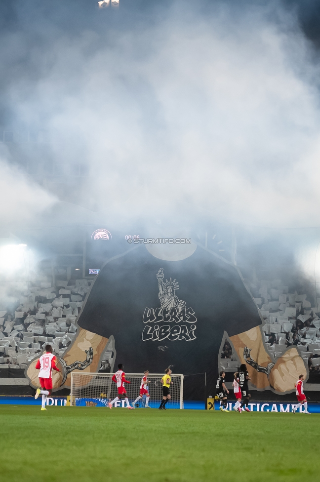 Sturm Graz - RB Salzburg
Oesterreichische Fussball Bundesliga, 24. Runde, SK Sturm Graz - FC RB Salzburg, Stadion Graz-Liebenau, 20.03.2026. Foto zeigt Fans von Sturm mit einer Choreografie
Schlüsselwörter: pyrotechnik