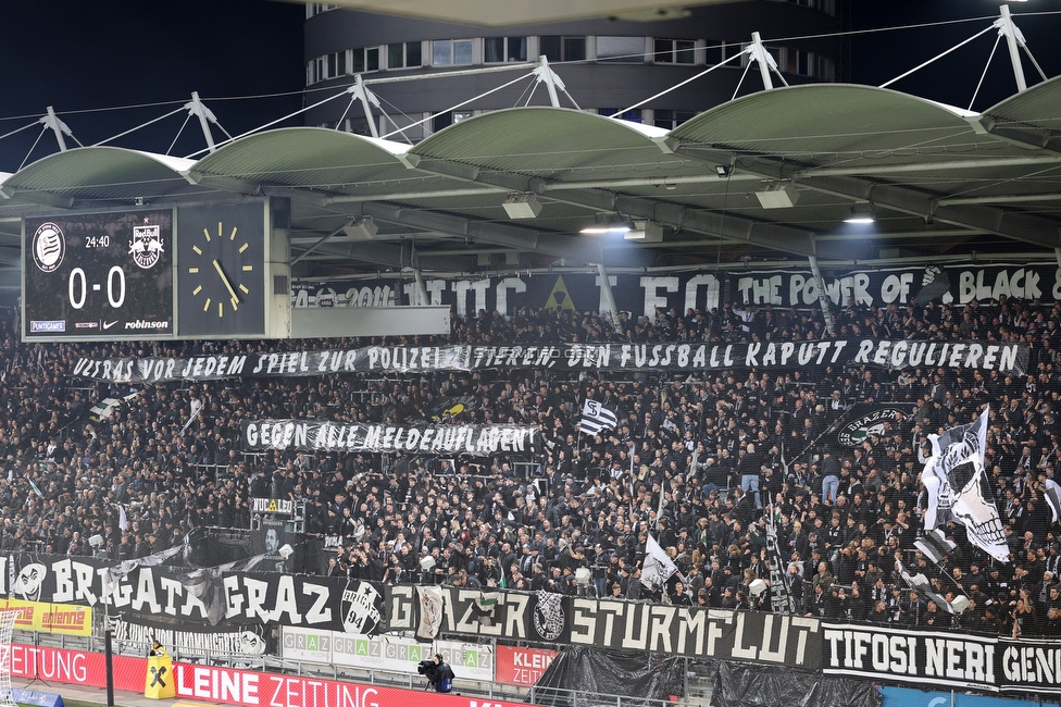 Sturm Graz - RB Salzburg
Oesterreichische Fussball Bundesliga, 24. Runde, SK Sturm Graz - FC RB Salzburg, Stadion Graz-Liebenau, 20.03.2026. Foto zeigt Fans von Sturm mit einem Spruchband
Schlüsselwörter: repression