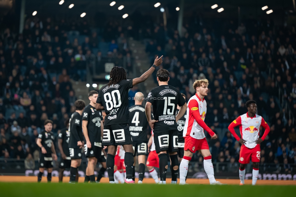 Sturm Graz - RB Salzburg
Oesterreichische Fussball Bundesliga, 24. Runde, SK Sturm Graz - FC RB Salzburg, Stadion Graz-Liebenau, 20.03.2026. 

Foto zeigt Ryan Fosso Ymefack (Sturm) und Gizo Mamageishvili (Sturm)
