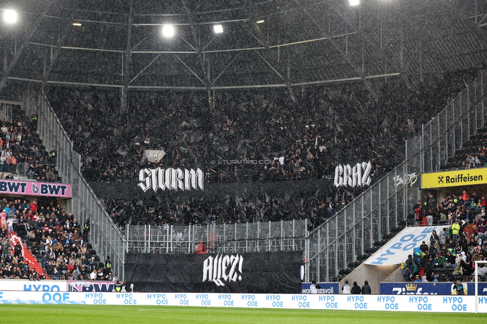 LASK - Sturm Graz
Oesterreichische Fussball Bundesliga, 27. Runde, LASK - SK Sturm Graz, Arena Linz, 19.04.2026.

Foto zeigt Fans von Sturm mit einer Choreografie
