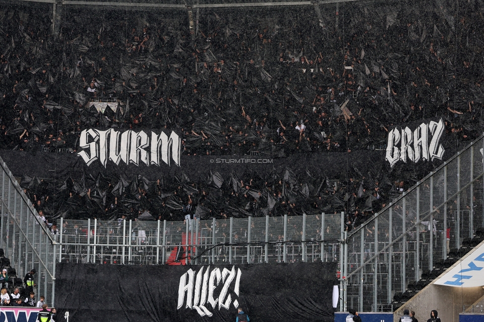 LASK - Sturm Graz
Oesterreichische Fussball Bundesliga, 27. Runde, LASK - SK Sturm Graz, Arena Linz, 19.04.2026.

Foto zeigt Fans von Sturm mit einer Choreografie
