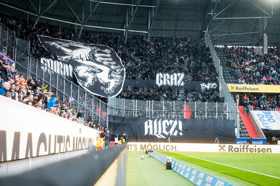 LASK - Sturm Graz
Oesterreichische Fussball Bundesliga, 27. Runde, LASK - SK Sturm Graz, Arena Linz, 19.04.2026.

Foto zeigt Fans von Sturm mit einer Choreografie
