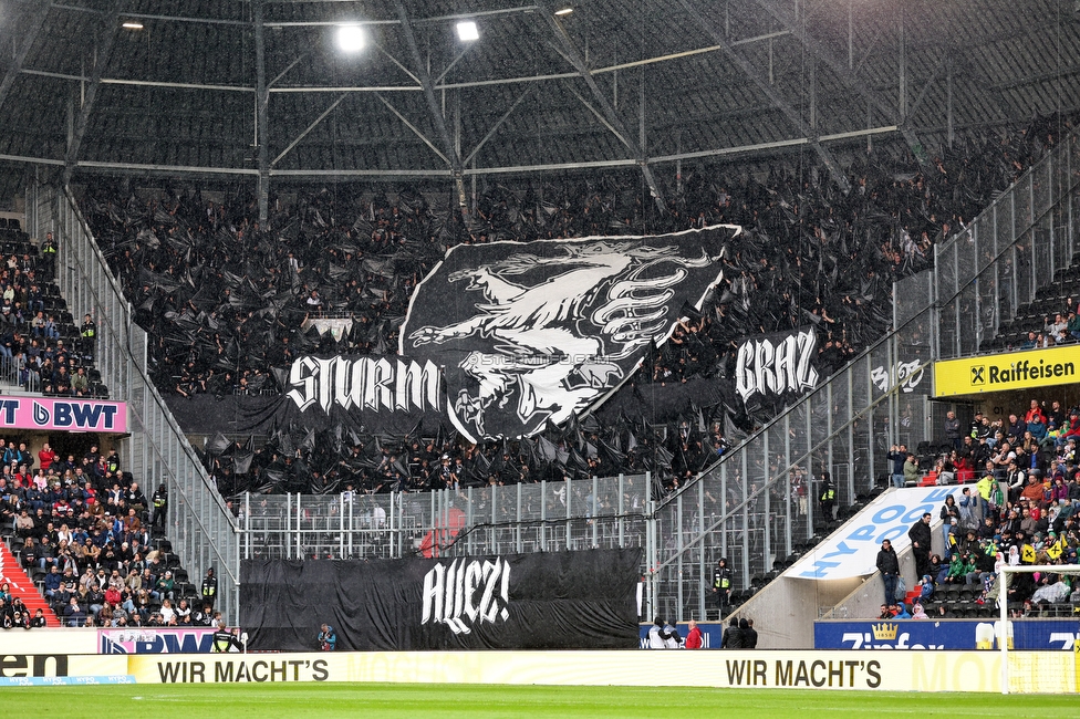 LASK - Sturm Graz
Oesterreichische Fussball Bundesliga, 27. Runde, LASK - SK Sturm Graz, Arena Linz, 19.04.2026.Foto zeigt Fans von Sturm mit einer Choreografie
