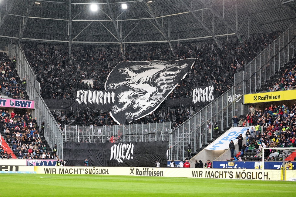 LASK - Sturm Graz
Oesterreichische Fussball Bundesliga, 27. Runde, LASK - SK Sturm Graz, Arena Linz, 19.04.2026.Foto zeigt Fans von Sturm mit einer Choreografie
