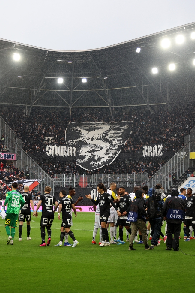 LASK - Sturm Graz
Oesterreichische Fussball Bundesliga, 27. Runde, LASK - SK Sturm Graz, Arena Linz, 19.04.2026.Foto zeigt Fans von Sturm mit einer Choreografie
