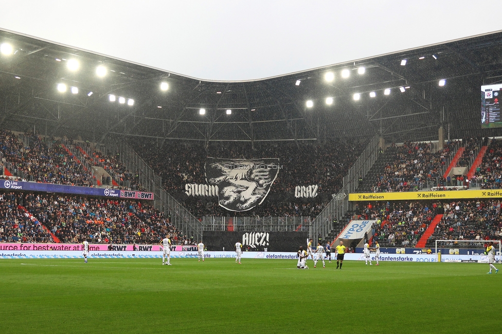 LASK - Sturm Graz
Oesterreichische Fussball Bundesliga, 27. Runde, LASK - SK Sturm Graz, Arena Linz, 19.04.2026.Foto zeigt Fans von Sturm mit einer Choreografie
