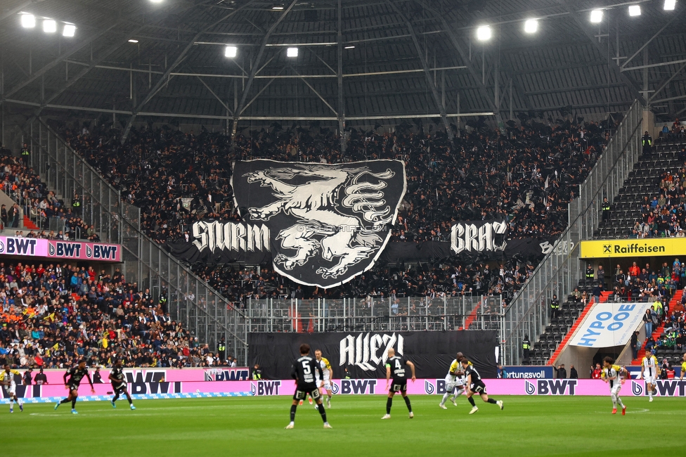 LASK - Sturm Graz
Oesterreichische Fussball Bundesliga, 27. Runde, LASK - SK Sturm Graz, Arena Linz, 19.04.2026.Foto zeigt Fans von Sturm mit einer Choreografie
