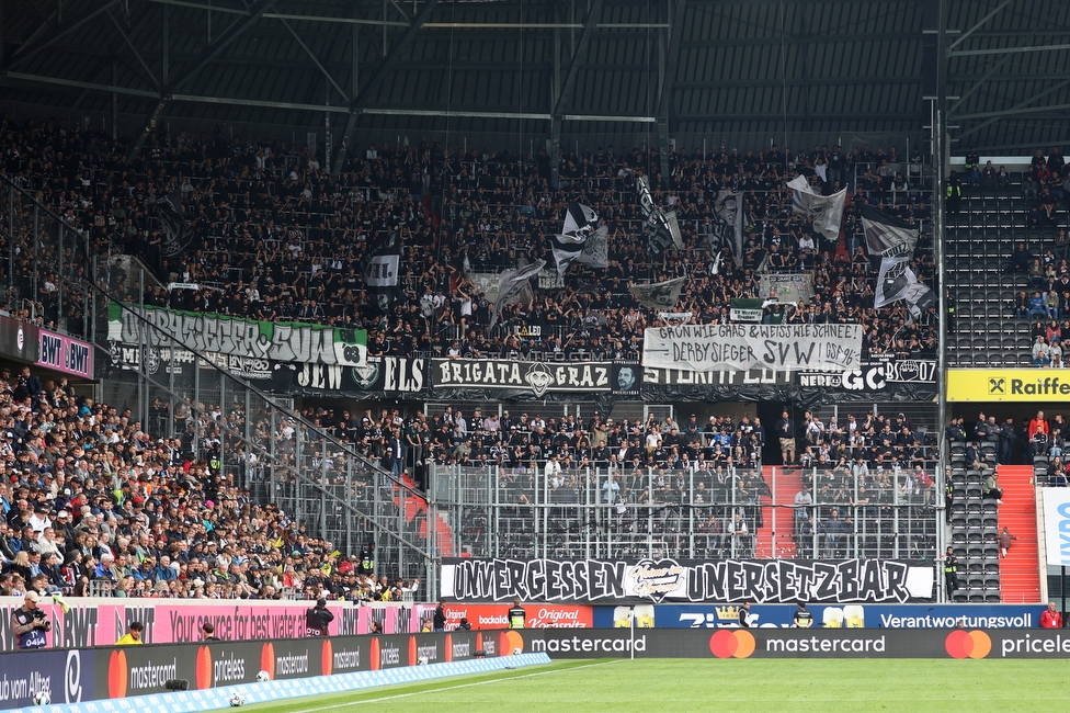 LASK - Sturm Graz
Oesterreichische Fussball Bundesliga, 27. Runde, LASK - SK Sturm Graz, Arena Linz, 19.04.2026.Foto zeigt Fans von Sturm mit einem Spruchband
Schlüsselwörter: bremen