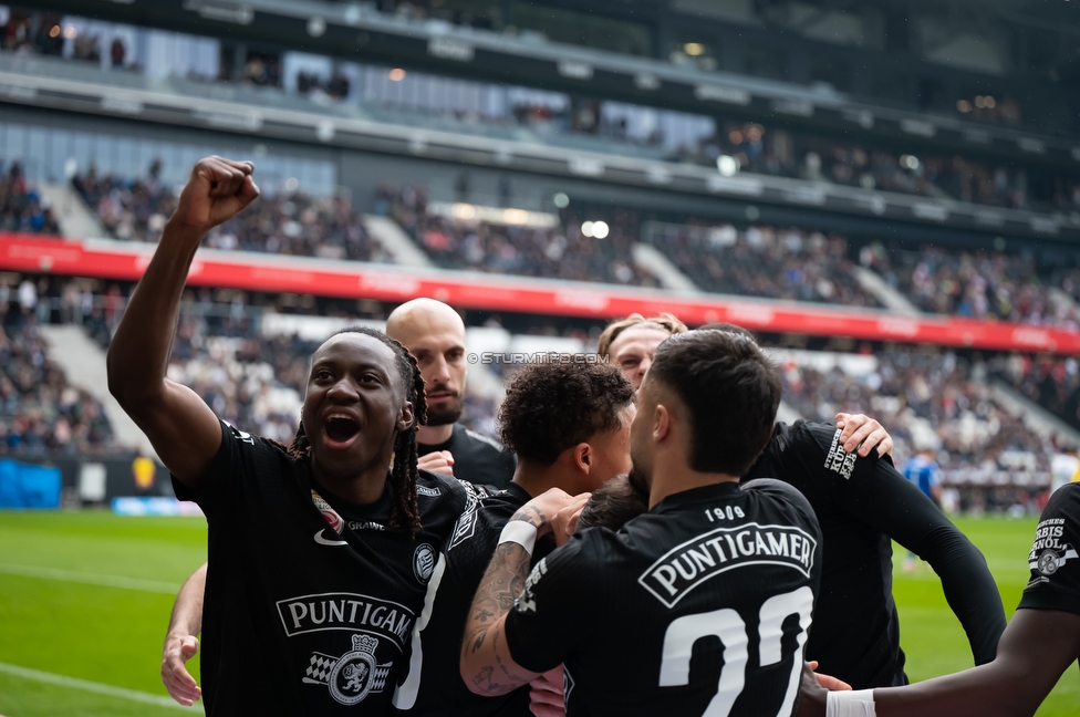 LASK - Sturm Graz
Oesterreichische Fussball Bundesliga, 27. Runde, LASK - SK Sturm Graz, Arena Linz, 19.04.2026.

Foto zeigt Jusuf Gazibegovic (Sturm) und Otar Kiteishvili (Sturm)
Schlüsselwörter: torjubel