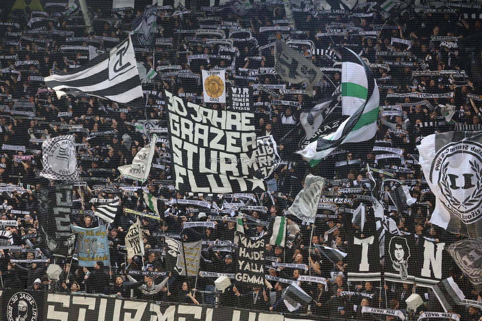 Sturm Graz - LASK
Oesterreichische Fussball Bundesliga, 28. Runde, SK Sturm Graz - LASK, Stadion Graz-Liebenau, 22.04.2026. Foto zeigt Fans von Sturm mit einer Choreografie
Schlüsselwörter: sturmflut