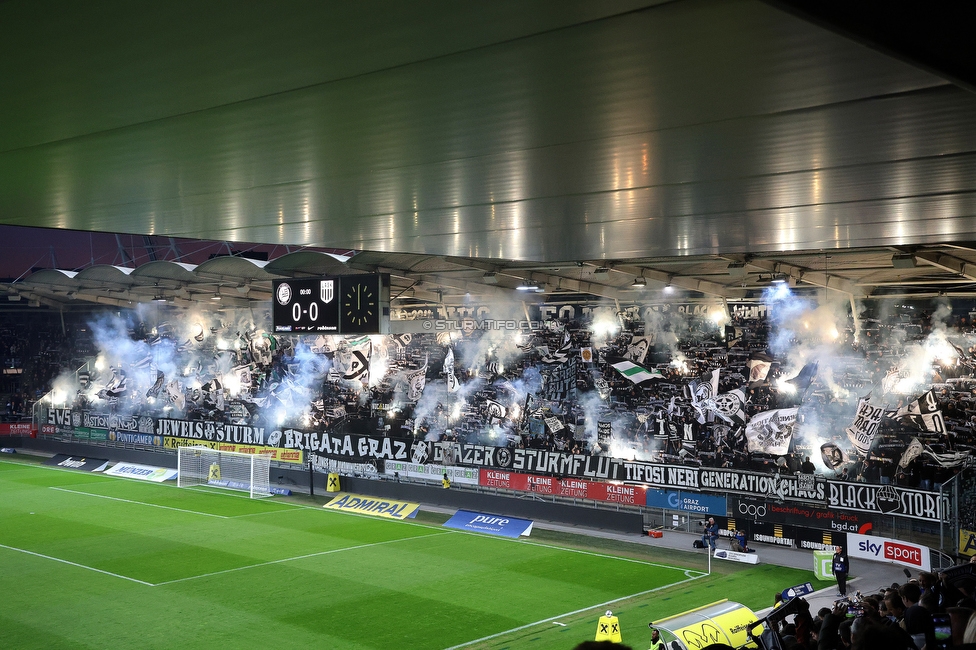 Sturm Graz - LASK
Oesterreichische Fussball Bundesliga, 28. Runde, SK Sturm Graz - LASK, Stadion Graz-Liebenau, 22.04.2026. 

Foto zeigt Fans von Sturm mit einer Choreografie
Schlüsselwörter: pyrotechnik