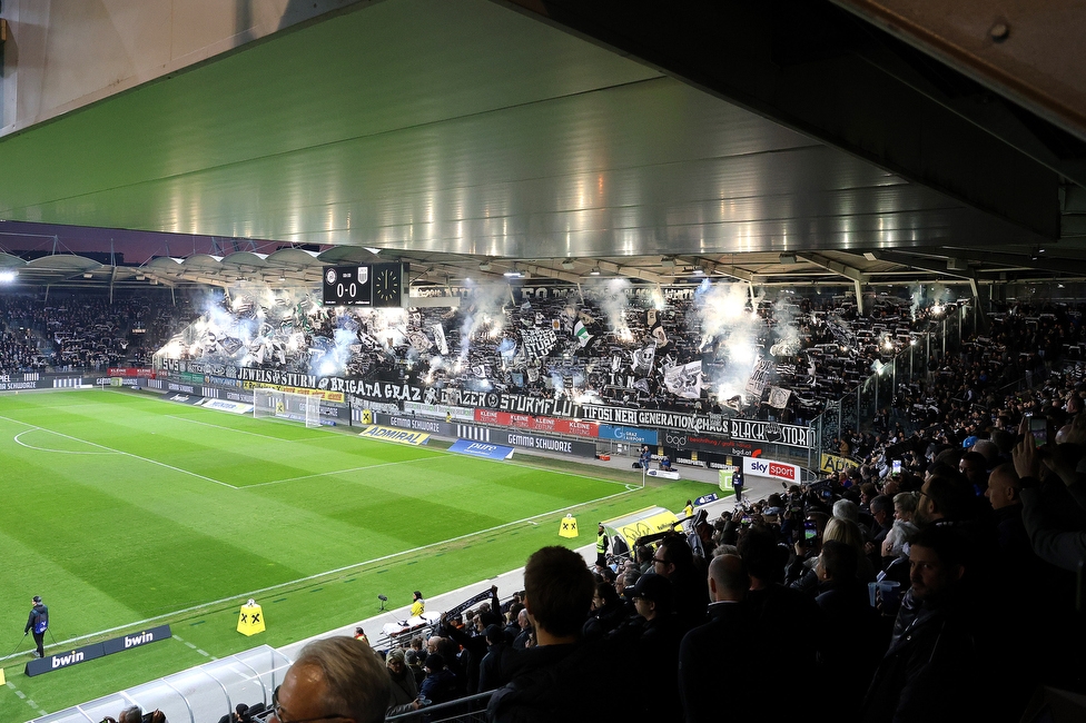 Sturm Graz - LASK
Oesterreichische Fussball Bundesliga, 28. Runde, SK Sturm Graz - LASK, Stadion Graz-Liebenau, 22.04.2026. 

Foto zeigt Fans von Sturm mit einer Choreografie
Schlüsselwörter: pyrotechnik