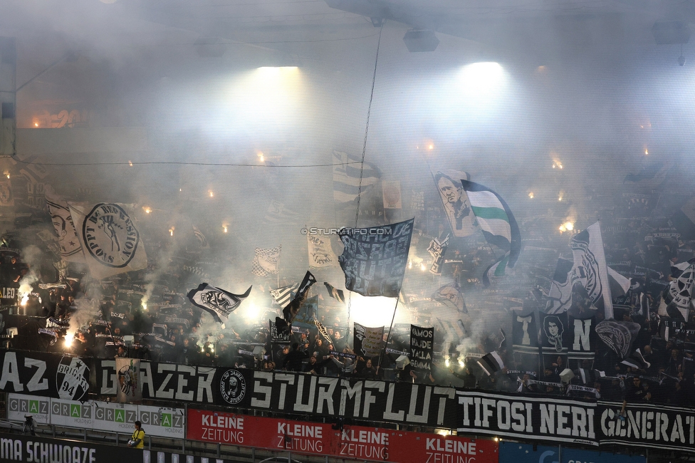 Sturm Graz - LASK
Oesterreichische Fussball Bundesliga, 28. Runde, SK Sturm Graz - LASK, Stadion Graz-Liebenau, 22.04.2026. 

Foto zeigt Fans von Sturm mit einer Choreografie
Schlüsselwörter: pyrotechnik sturmflut