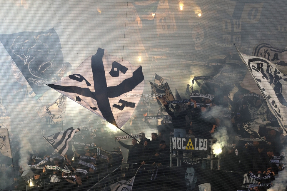 Sturm Graz - LASK
Oesterreichische Fussball Bundesliga, 28. Runde, SK Sturm Graz - LASK, Stadion Graz-Liebenau, 22.04.2026. 

Foto zeigt Fans von Sturm mit einer Choreografie
Schlüsselwörter: pyrotechnik brigata