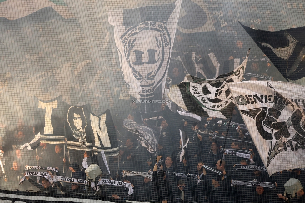 Sturm Graz - LASK
Oesterreichische Fussball Bundesliga, 28. Runde, SK Sturm Graz - LASK, Stadion Graz-Liebenau, 22.04.2026. 

Foto zeigt Fans von Sturm mit einer Choreografie
Schlüsselwörter: pyrotechnik tifosi generationchaos