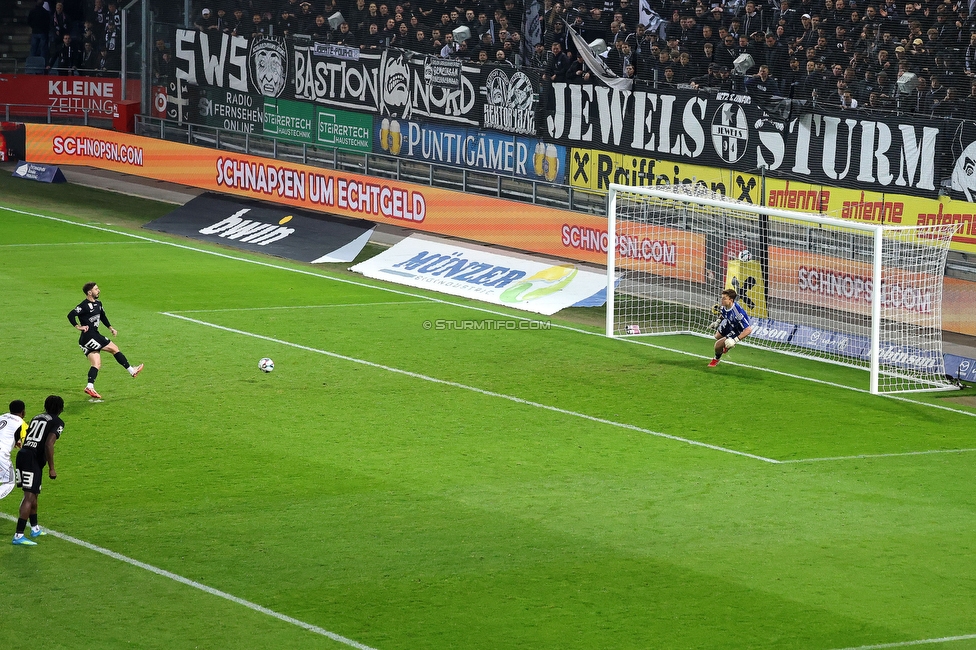 Sturm Graz - LASK
Oesterreichische Fussball Bundesliga, 28. Runde, SK Sturm Graz - LASK, Stadion Graz-Liebenau, 22.04.2026. 

Foto zeigt Otar Kiteishvili (Sturm)
Schlüsselwörter: elfmeter torjubel