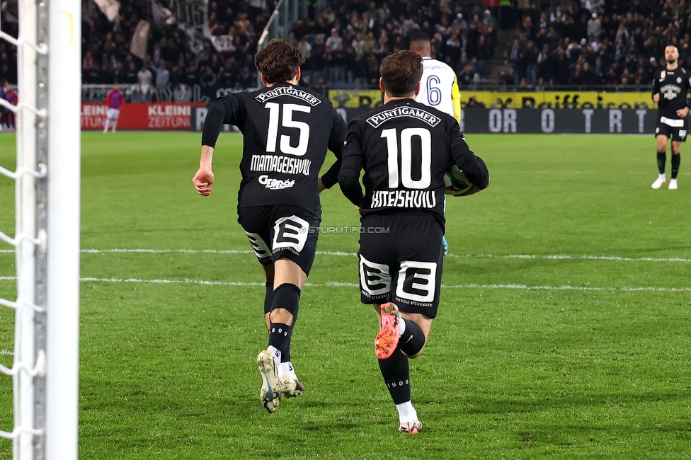 Sturm Graz - LASK
Oesterreichische Fussball Bundesliga, 28. Runde, SK Sturm Graz - LASK, Stadion Graz-Liebenau, 22.04.2026. 

Foto zeigt Gizo Mamageishvili (Sturm) und Otar Kiteishvili (Sturm)
