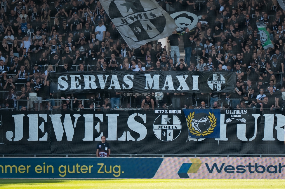 Sturm Graz - Austria Wien
Oesterreichische Fussball Bundesliga, 29. Runde, SK Sturm Graz - FK Austria Wien, Stadion Graz-Liebenau, 26.04.2026. Foto zeigt Fans von Sturm mit einem Spruchband
Schlüsselwörter: jewels baby