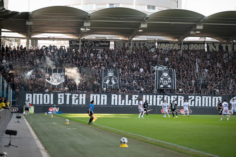Sturm Graz - Austria Wien
Oesterreichische Fussball Bundesliga, 29. Runde, SK Sturm Graz - FK Austria Wien, Stadion Graz-Liebenau, 26.04.2026. 

Foto zeigt Fans von Sturm mit einer Choreografie
Schlüsselwörter: bastion jewels repression