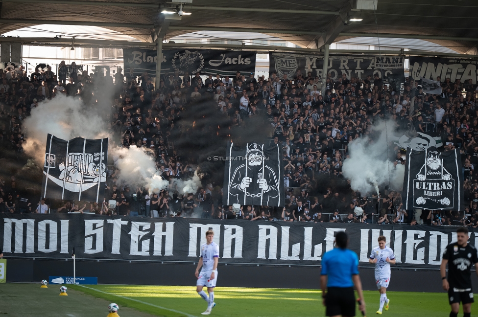 Sturm Graz - Austria Wien
Oesterreichische Fussball Bundesliga, 29. Runde, SK Sturm Graz - FK Austria Wien, Stadion Graz-Liebenau, 26.04.2026. 

Foto zeigt Fans von Sturm mit einer Choreografie
Schlüsselwörter: bastion jewels repression