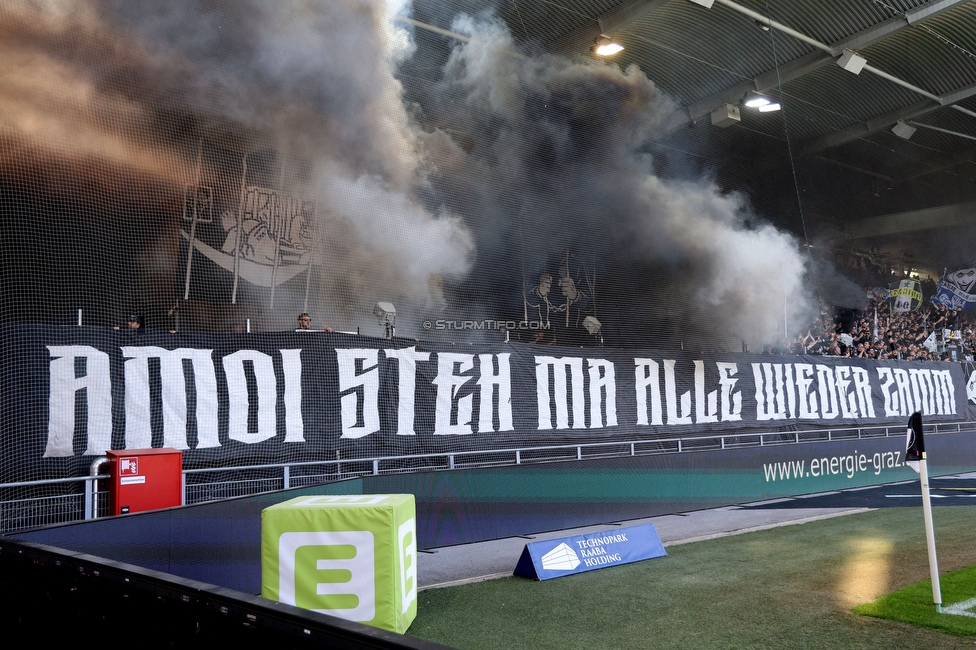 Sturm Graz - Austria Wien
Oesterreichische Fussball Bundesliga, 29. Runde, SK Sturm Graz - FK Austria Wien, Stadion Graz-Liebenau, 26.04.2026. Foto zeigt Fans von Sturm mit einer Choreografie
Schlüsselwörter: bastion jewels repression