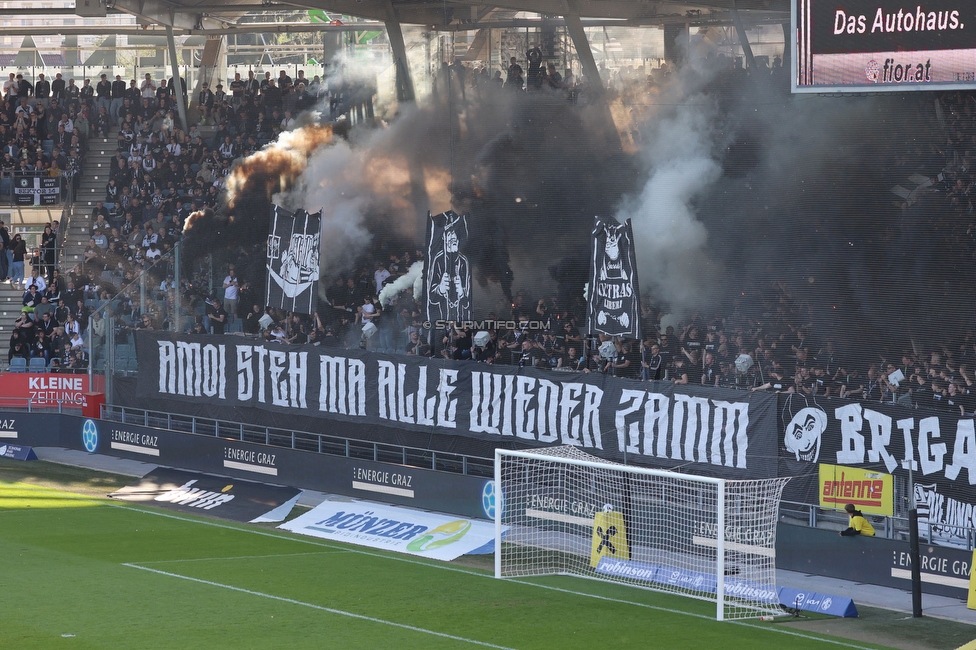 Sturm Graz - Austria Wien
Oesterreichische Fussball Bundesliga, 29. Runde, SK Sturm Graz - FK Austria Wien, Stadion Graz-Liebenau, 26.04.2026. 

Foto zeigt Fans von Sturm mit einer Choreografie
Schlüsselwörter: bastion jewels repression