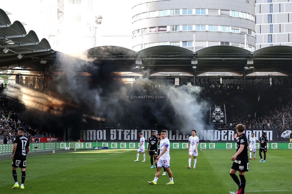 Sturm Graz - Austria Wien
Oesterreichische Fussball Bundesliga, 29. Runde, SK Sturm Graz - FK Austria Wien, Stadion Graz-Liebenau, 26.04.2026. Foto zeigt Fans von Sturm mit einer Choreografie
Schlüsselwörter: bastion jewels repression