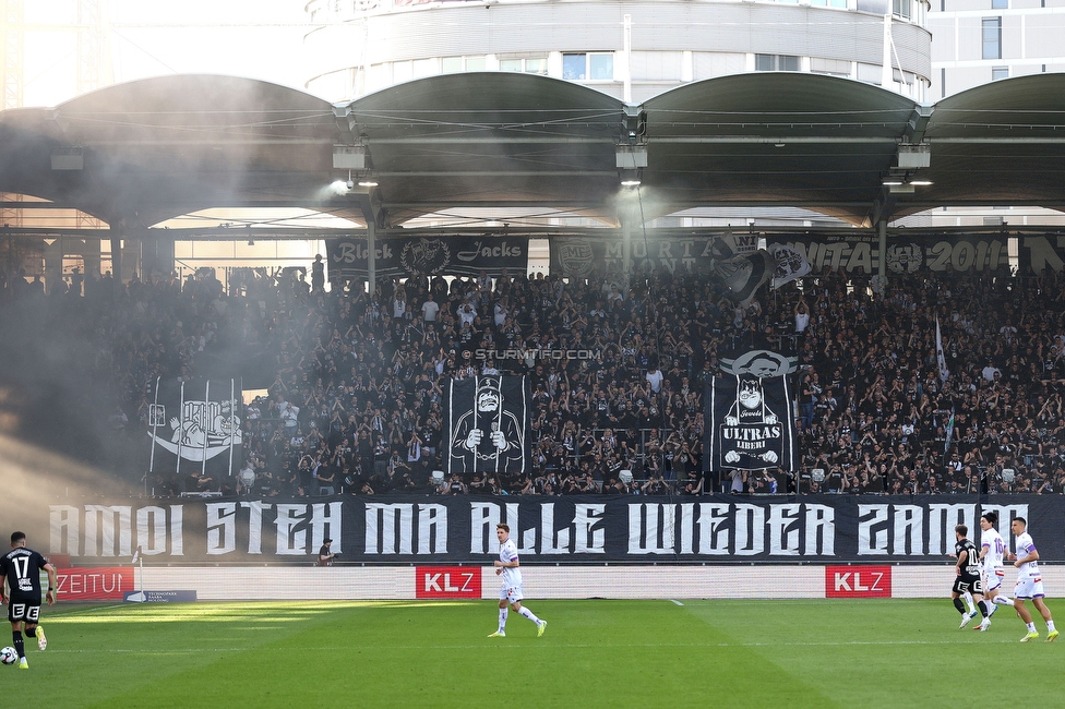 Sturm Graz - Austria Wien
Oesterreichische Fussball Bundesliga, 29. Runde, SK Sturm Graz - FK Austria Wien, Stadion Graz-Liebenau, 26.04.2026. Foto zeigt Fans von Sturm mit einer Choreografie
Schlüsselwörter: bastion jewels repression